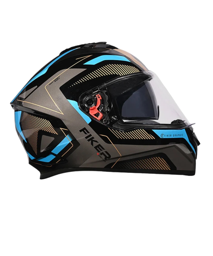 Studds Drifter D5 Fiker Decor Graphics Helmet - Gloss Black Grey N4