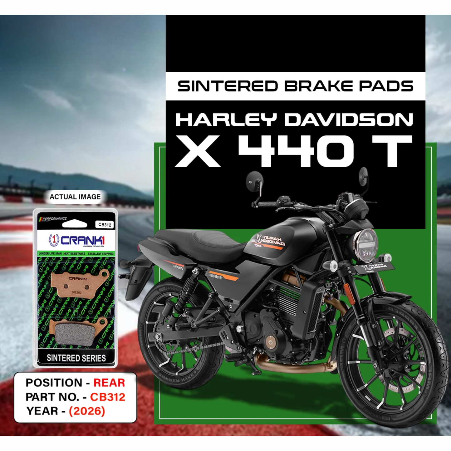 Crank1 Sintered Brake Pads for Harley Davidson X 440 T (2026)