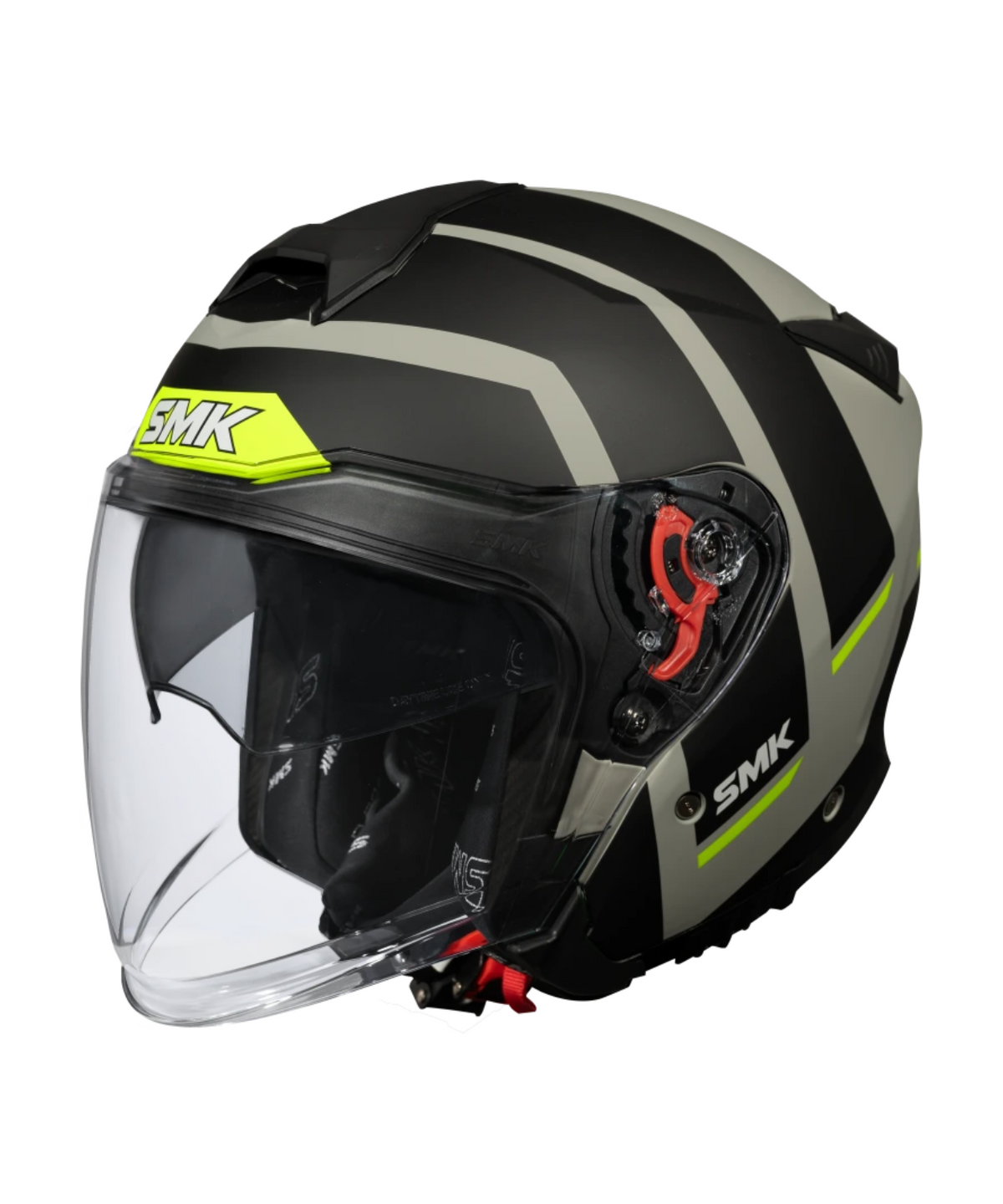 SMK GTJ Rover GRPS MA624 Half Face Helmet - Matt Grey Black Hiviz - SMK