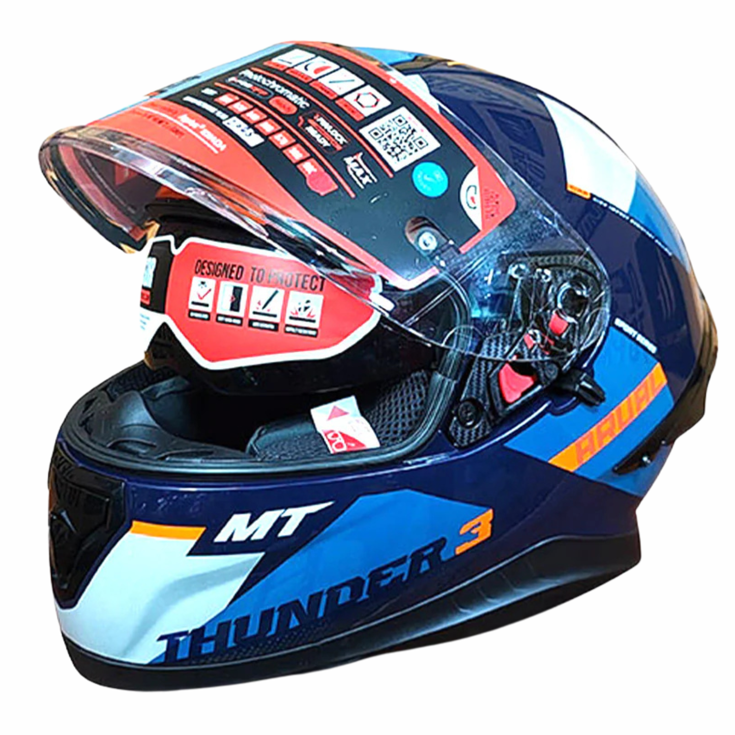 MT Thunder 3 SV Pro Arual C7 Helmet - Gloss Grey Blue Orange