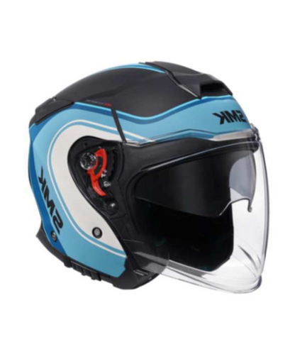 SMK GTJ Libero GRPS GL251 Half Face Helmet - Gloss White Blue Black