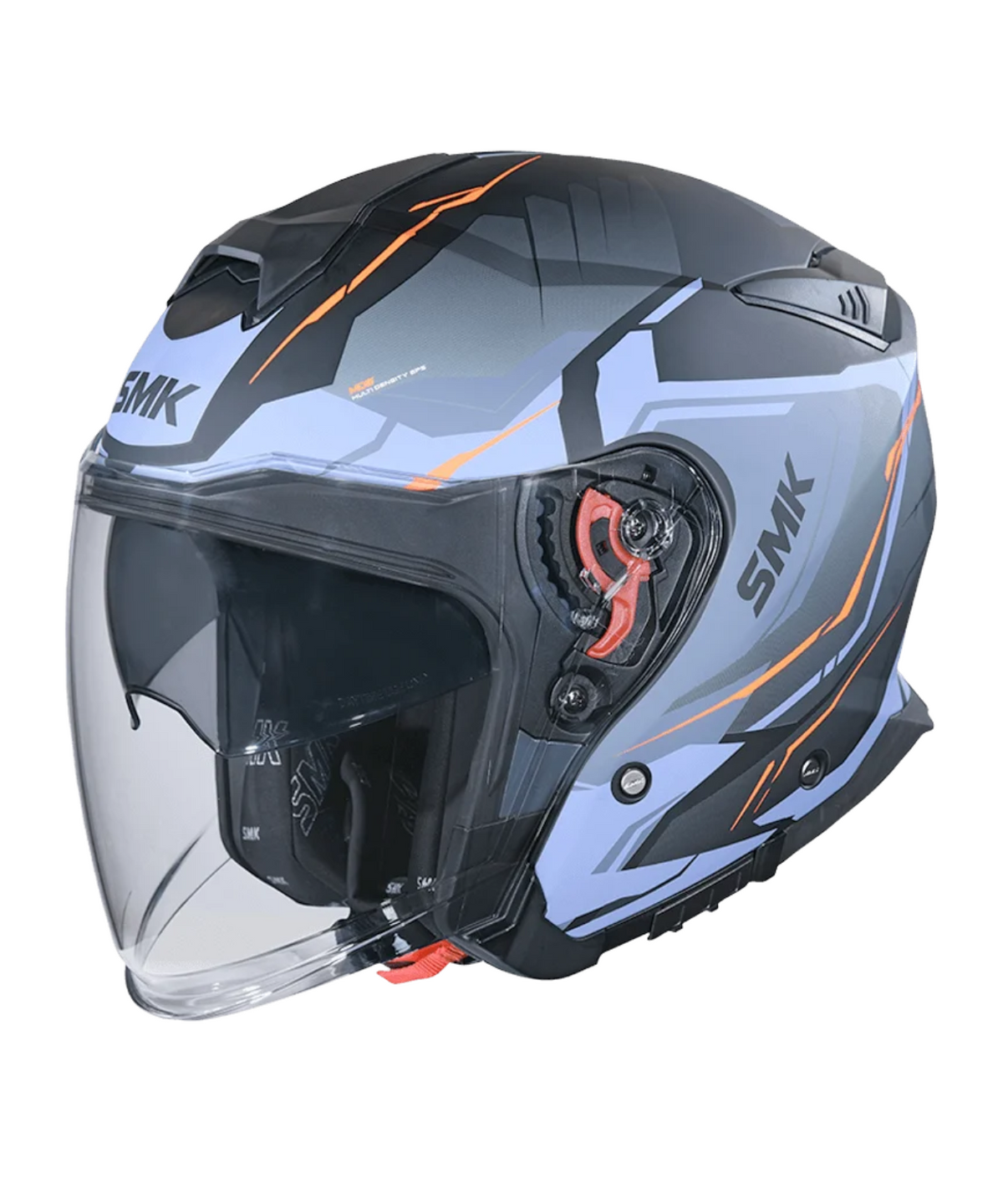 SMK GTJ Escape GRPS MA257 Half Face Helmet - Matt Black Grey Blue - SMK