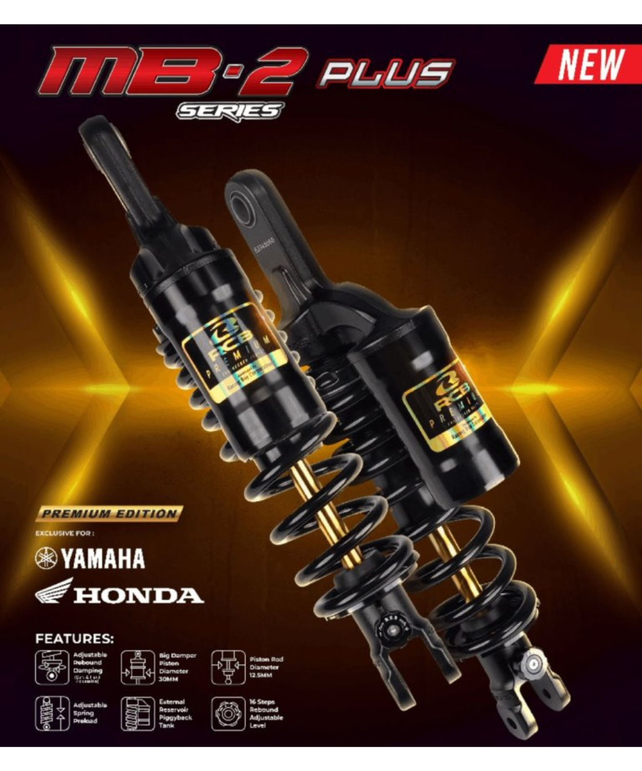 RCB MB-2 Plus Series Suspension Rear Shock Absorber For Aerox – 01A0246T