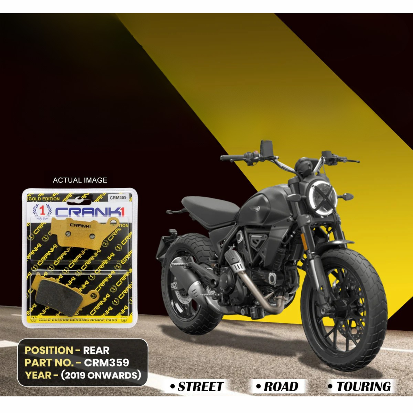 Crank1 Ceramic Brake Pads for Ducati Scrambler 800 Icon Dark (2019 Onwards)