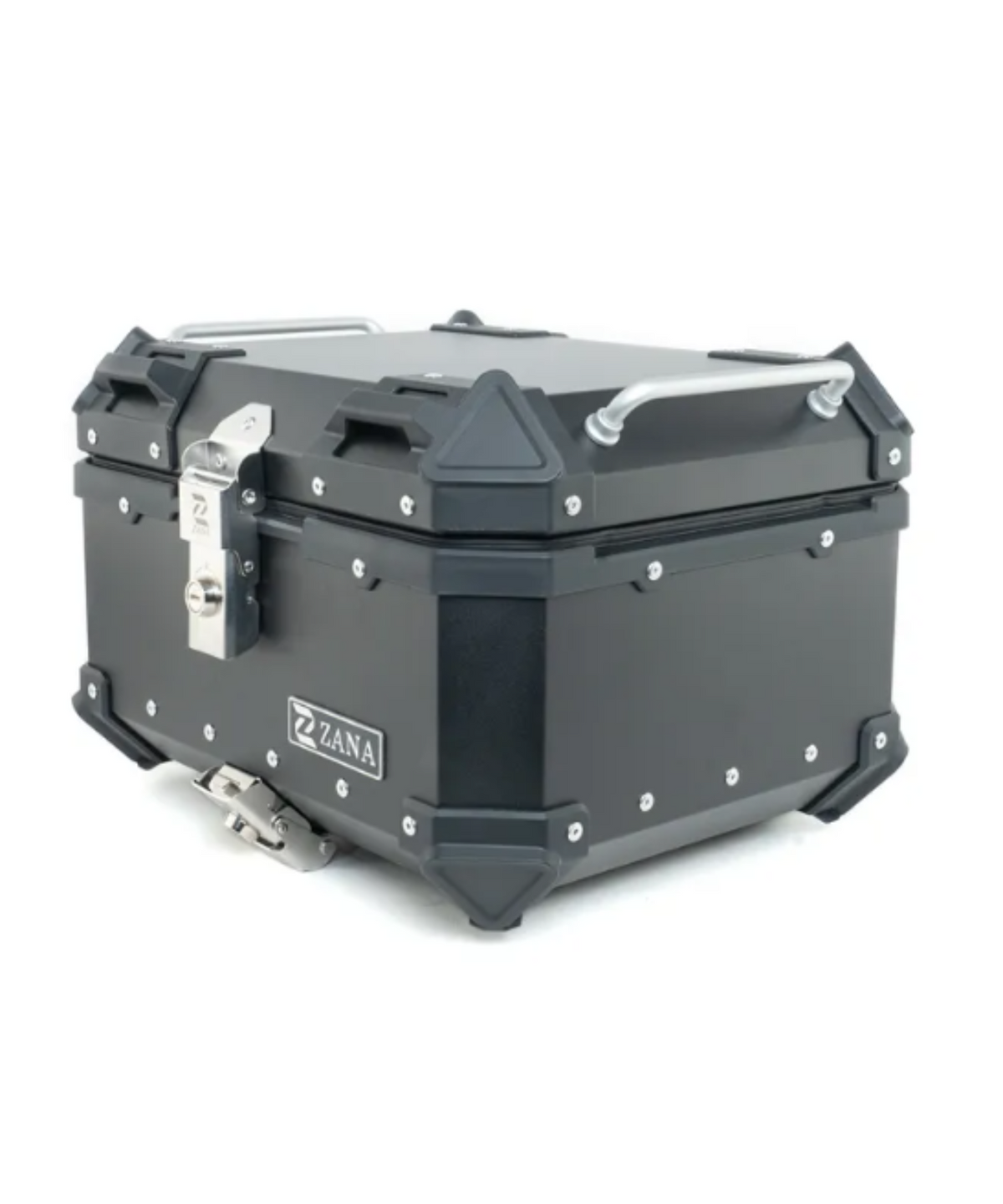 Zana Universal Aluminium L-Flat 35 L Top Box With Back Rest Cushion - Black - ZI-TB-005 - Zana