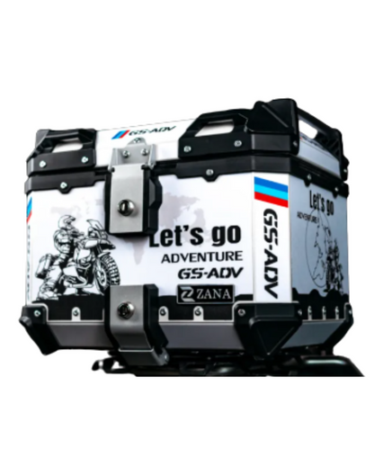 Zana Aluminium Top Box 45L with Back Rest Cushion for BMW 310 GS / BMW / BMW F900 GS/GSA  - Silver - ZI-TB-016