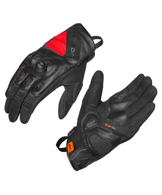 Korda Hybrid Riding Gloves with D3O - Black Red