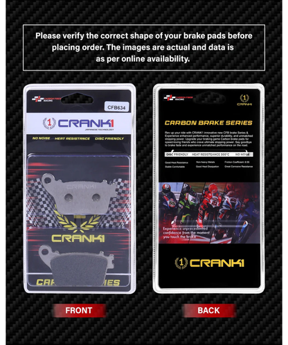Crank1 Carbon Brake Pads for Honda CBR 1000RR Abs Fireblade (2014-2016)