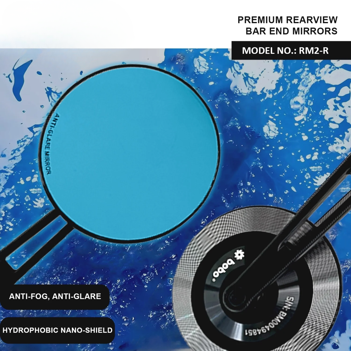 BOBO RM2-R Round Shape Bar End Mirror
