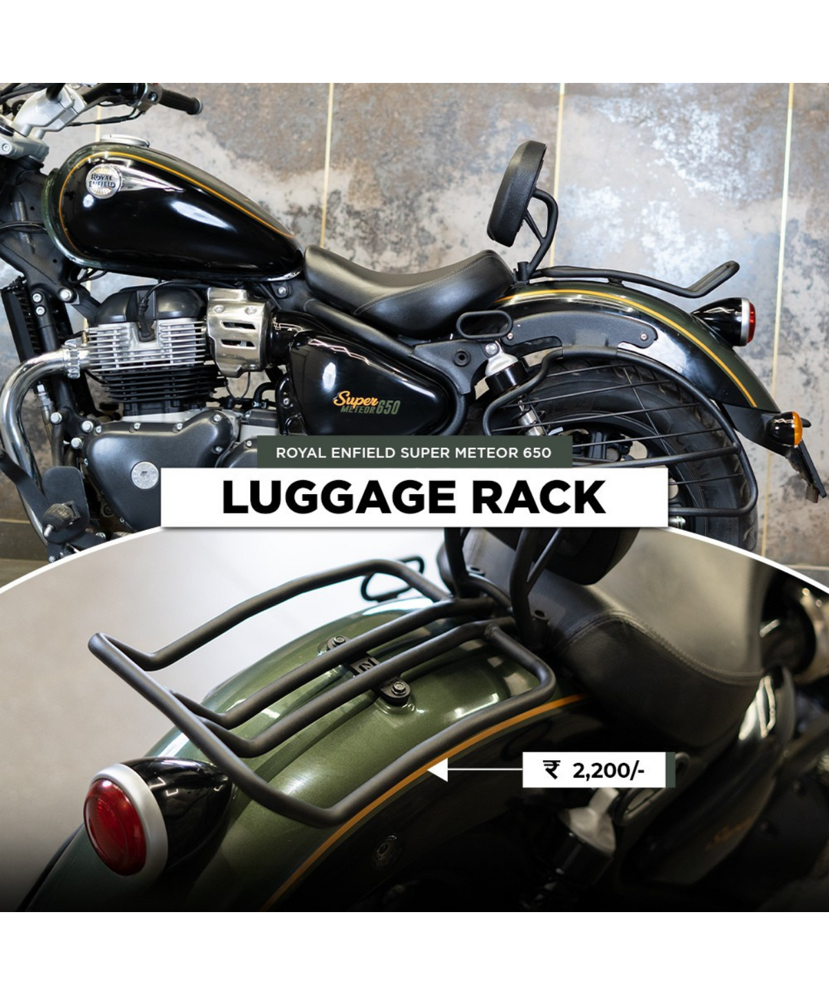 Zana Royal Enfield Super Meteor 650 Luggage Rack Compatible with Backrest - ZI-8308 - Zana