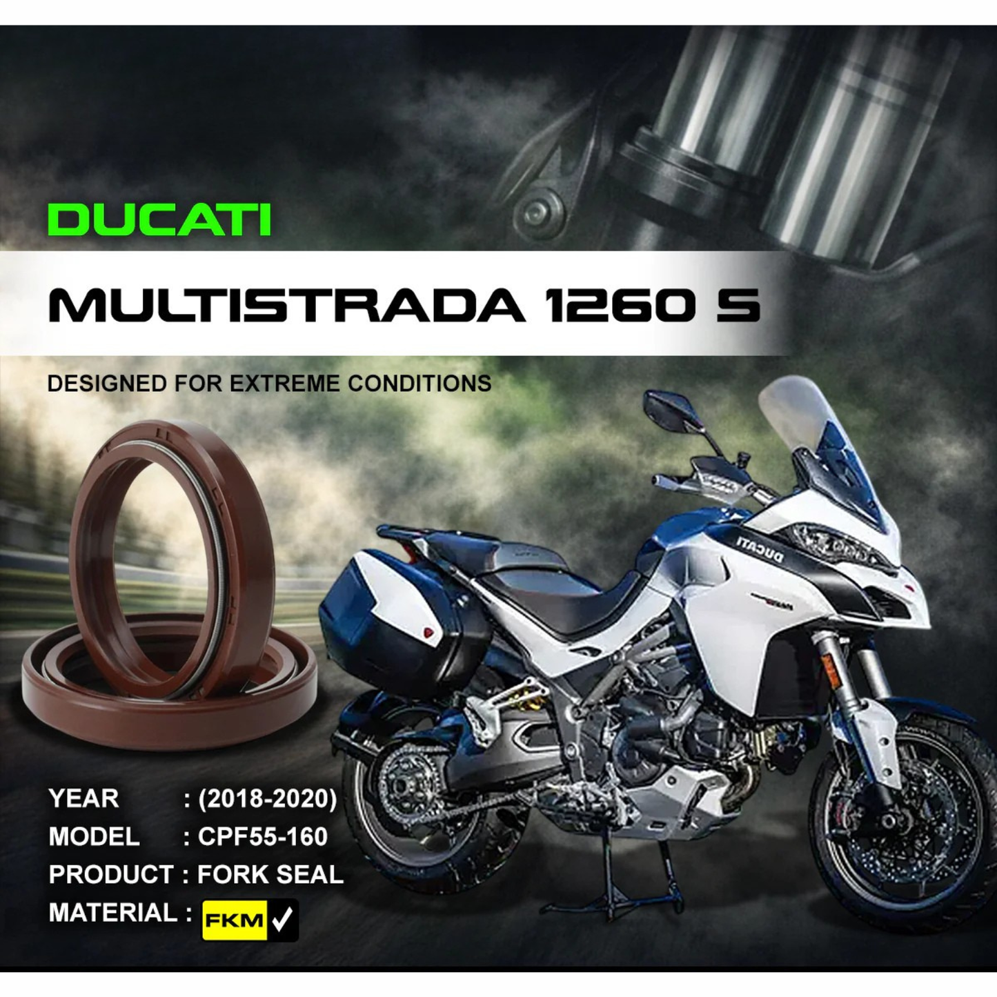 Crank1 Fork Oil Seal FKM for Ducati Multistrada 1260 S (2018-2020)