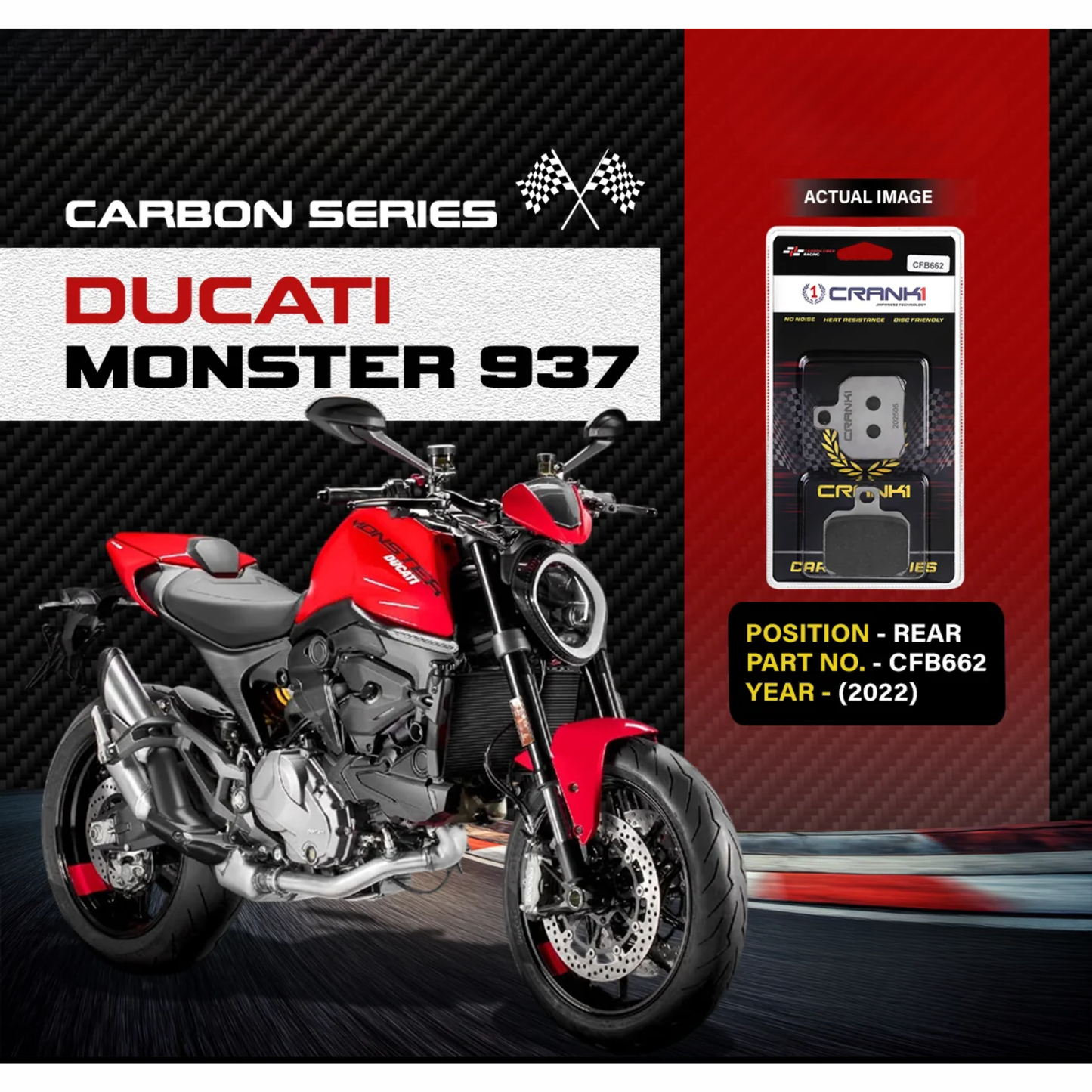 Crank1 Carbon Brake Pads for Ducati Monster 937 (2022)