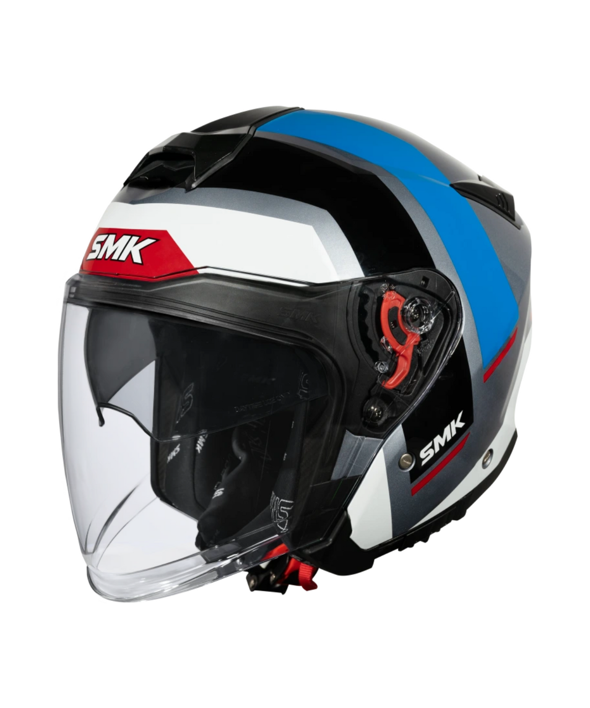 SMK GTJ Rover GRPS GL615 Half Face Helmet - Gloss Grey Blue White - SMK