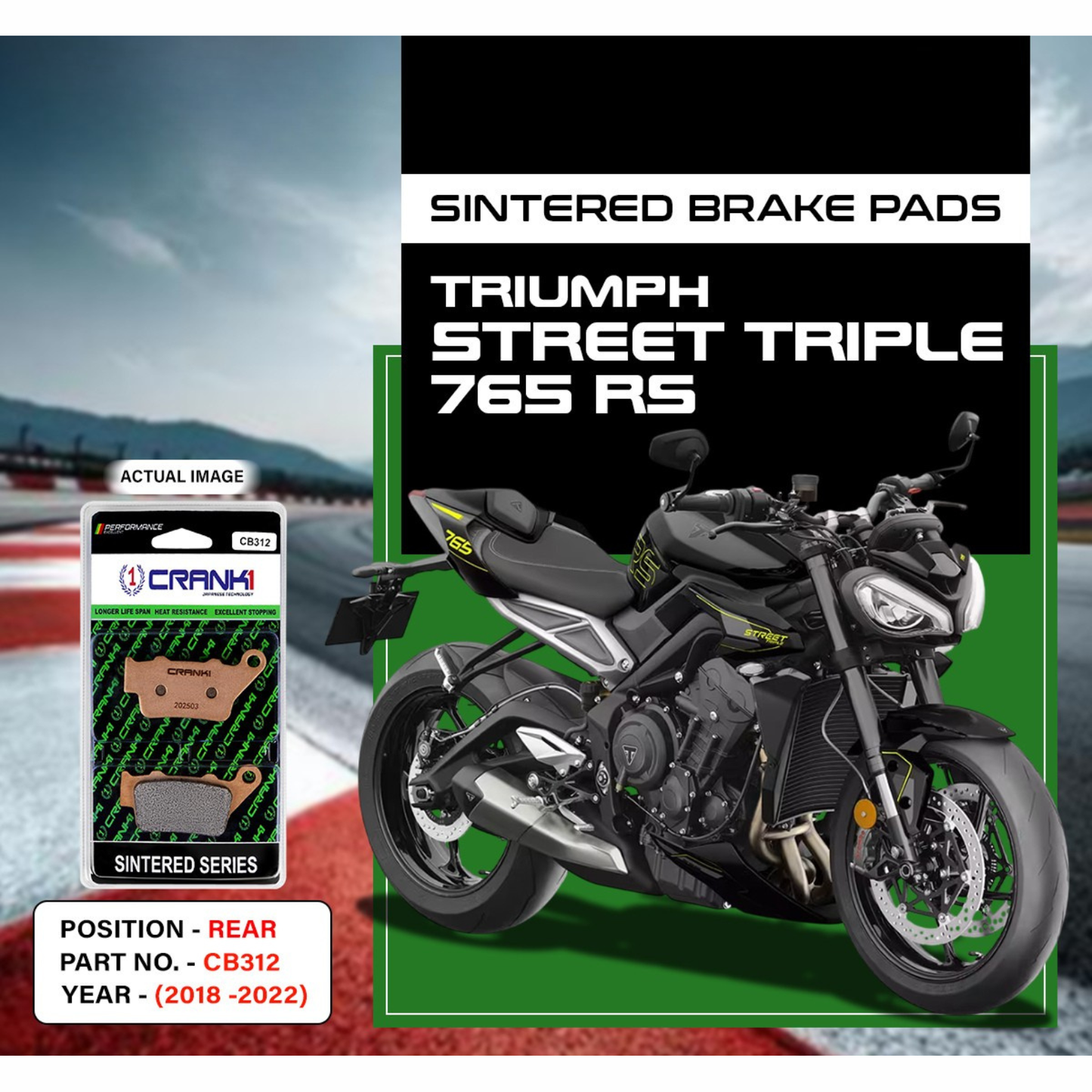 Crank1 Sintered Brake Pads for Triumph Street Triple 765 RS (2018-2022)