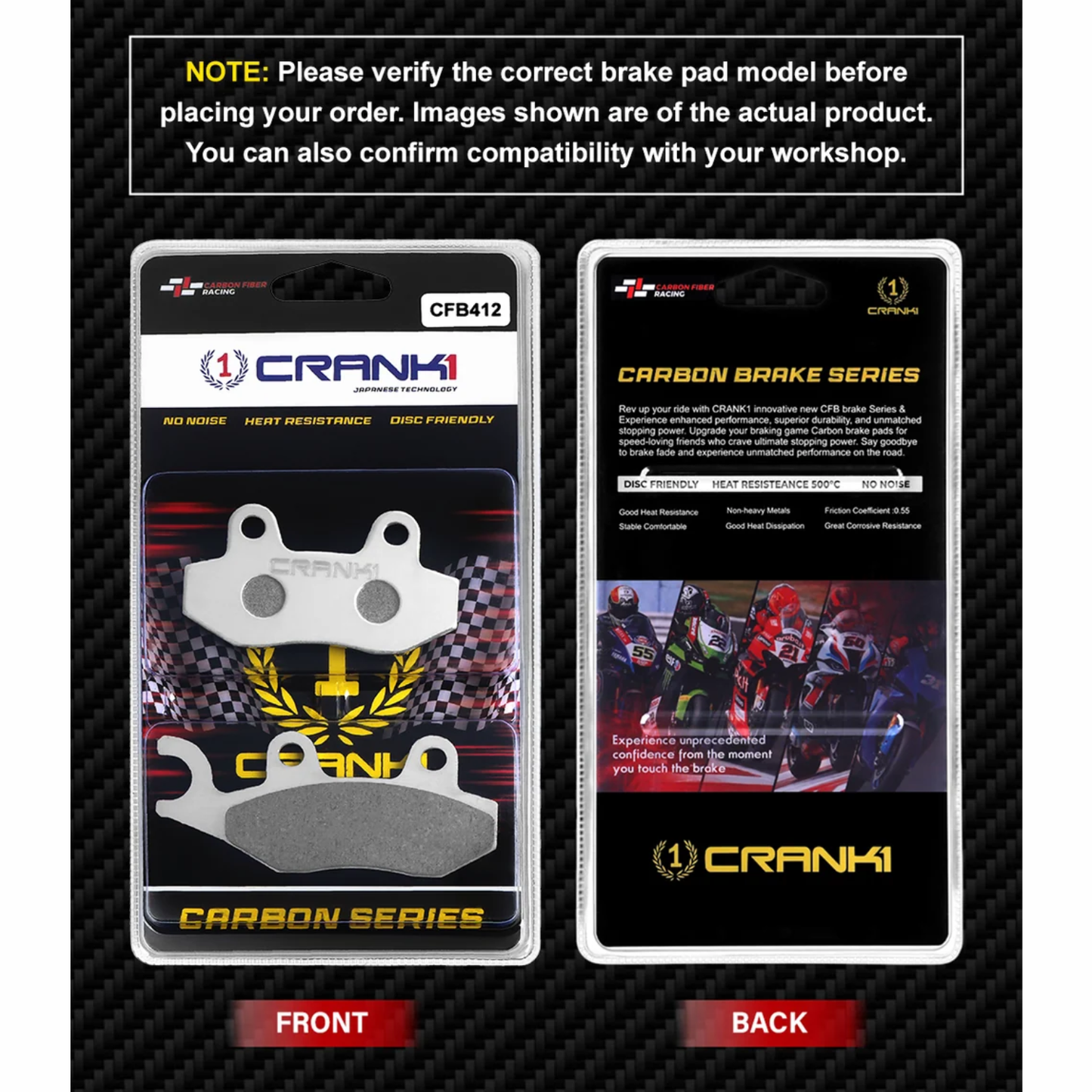 Crank1 Kawasaki KLX230 (2025 Onwards) Carbon Brake Pads
