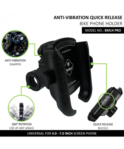BOBO BM14 Pro X Motorcycle Mobile Mount with Quick Relesase and Pro X Vibration Controller