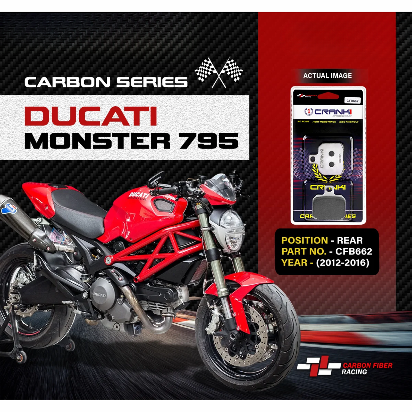 Crank1 Ducati Monster 795 (2012-2016) Carbon Brake Pads
