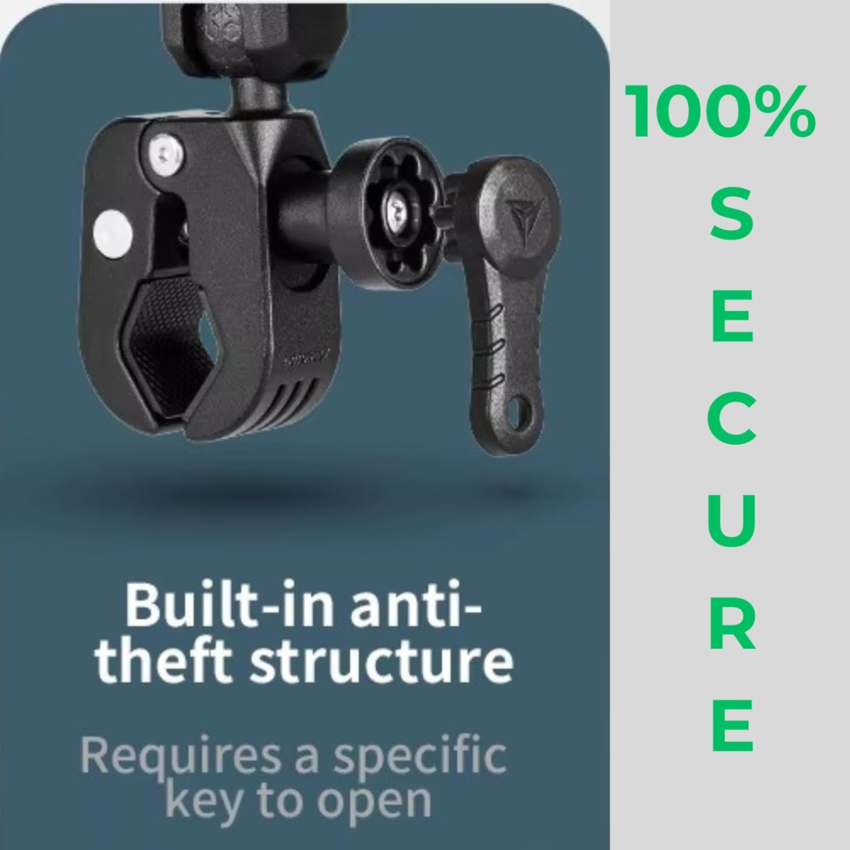 Motowolf Action Camera Power Clamp Mount with 360° Dual Ball Head and Anti-Theft Knob
