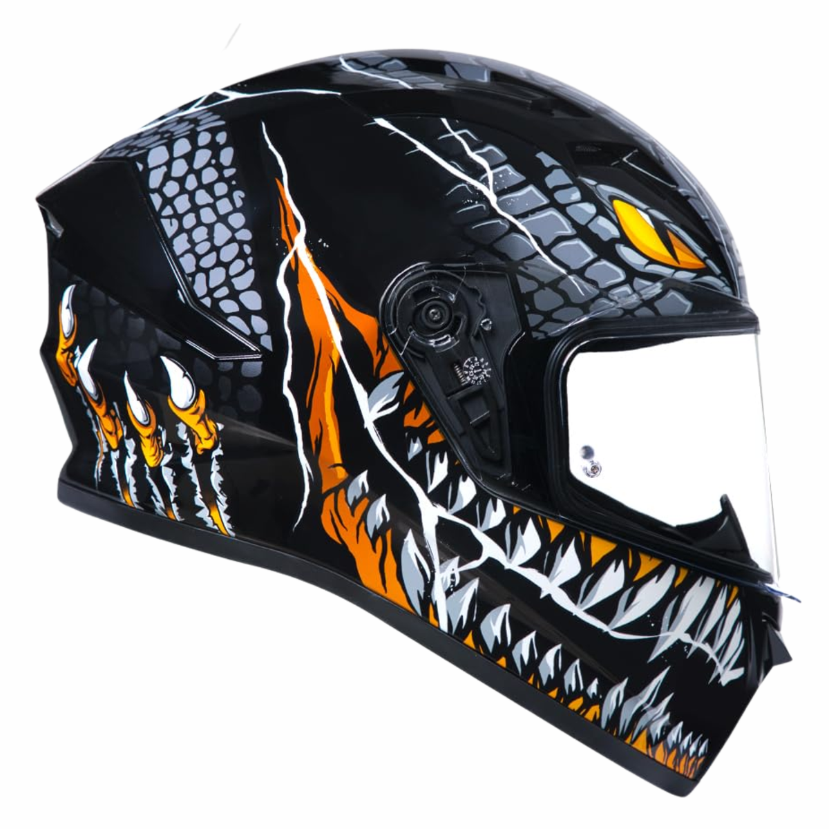SMK Stellar Sports Taotei GL267 Helmet - Gloss Black Grey Orange - SMK