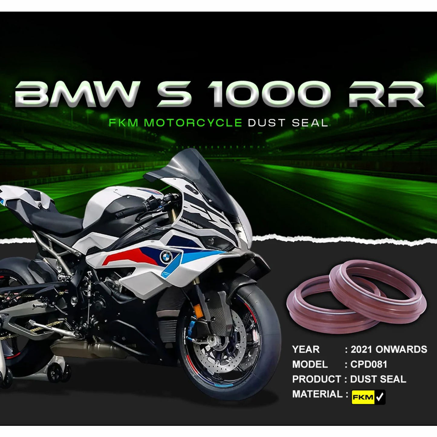 Crank1 Fork Dust Seal FKM for BMW S1000RR (2021 Onwards)