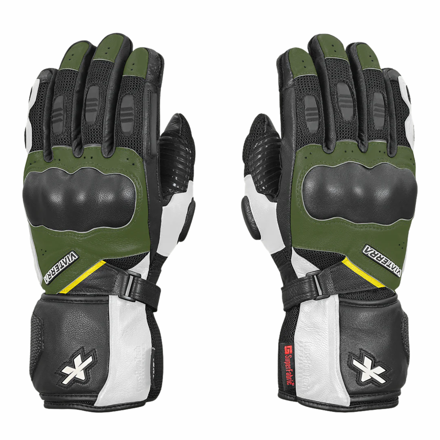 Viaterra Kruger 2 Full Gauntlet Motorcycle Riding Gloves - Olive