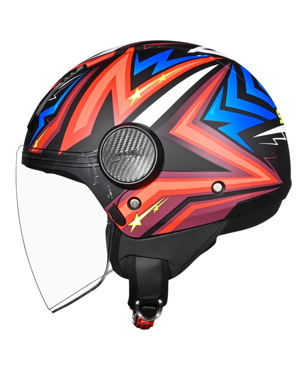 SMK Laminar Starz MA235 Half Face Helmet - Matt Black Red Blue - SMK