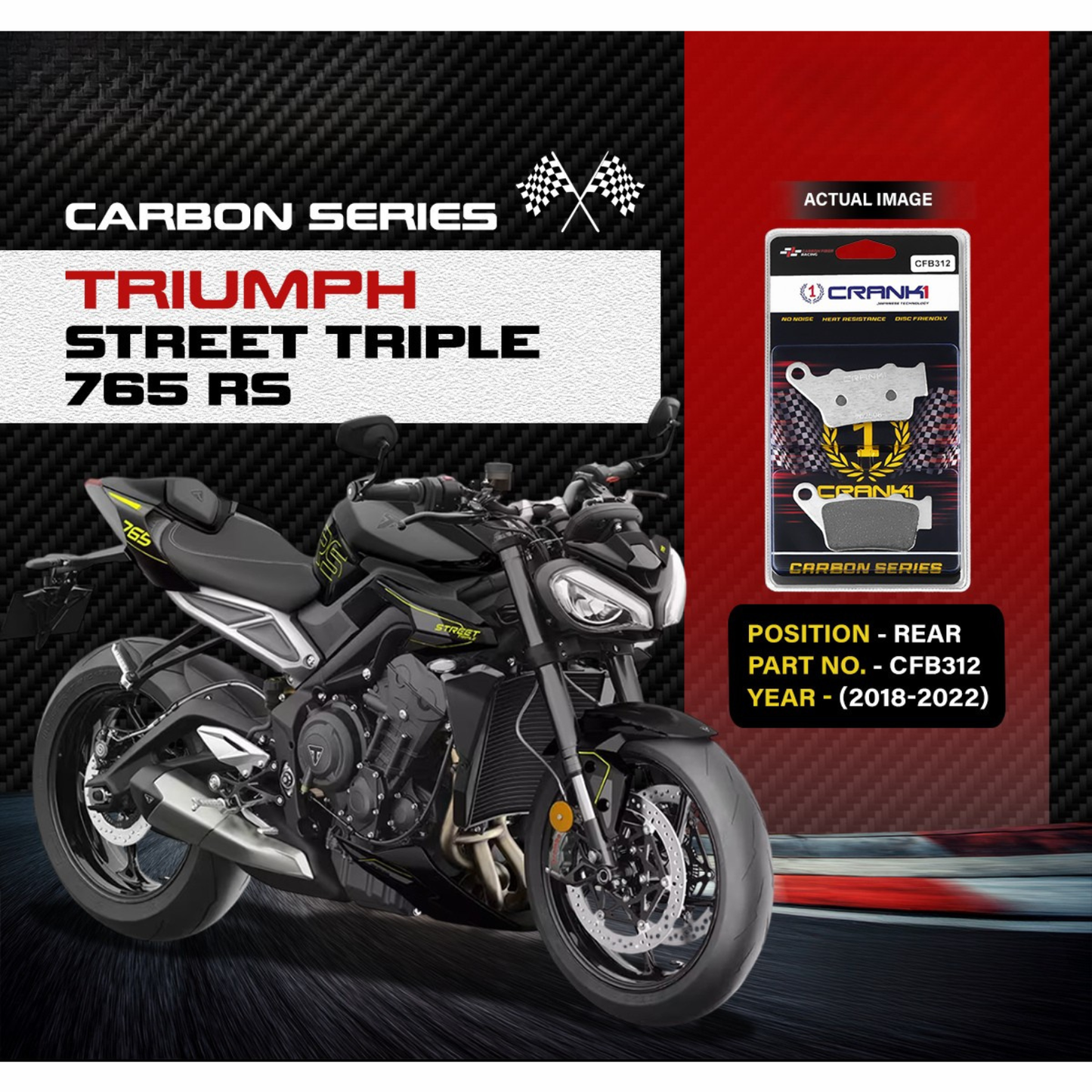 Crank1 Triumph Street Triple 765 RS (2018-2022) Carbon Brake Pads