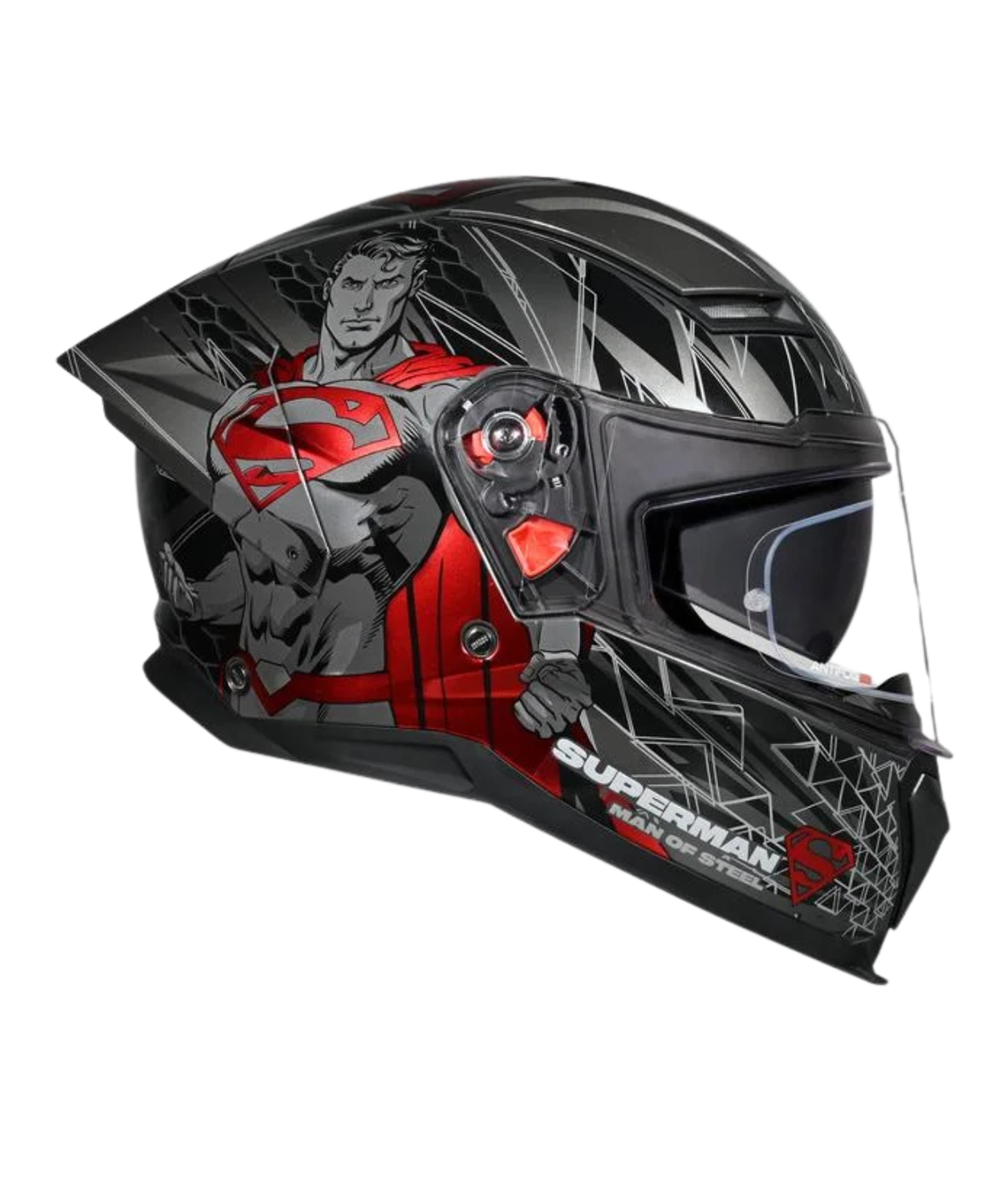 Studds Helios Superman Edition Graphics Helmet - Gloss Grey Red N2 - Studds
