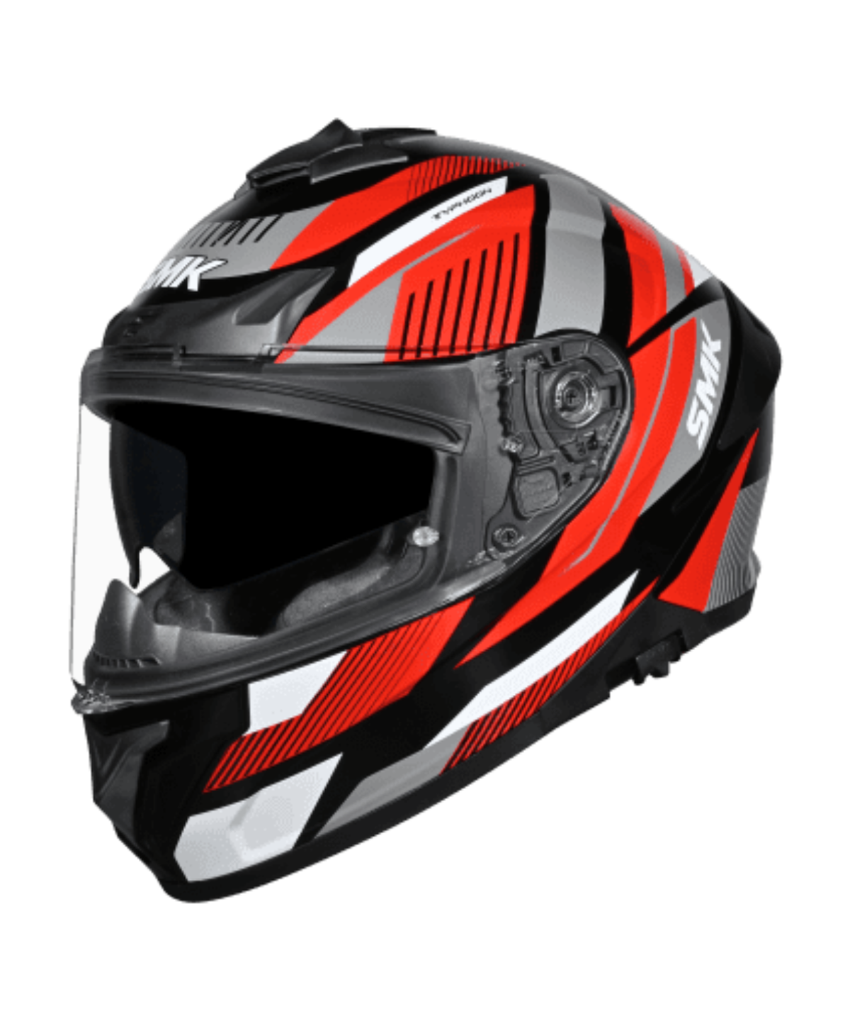 SMK Typhoon Sparko GRPS GL236 Full Face Helmet - Gloss Black Red Grey - SMK