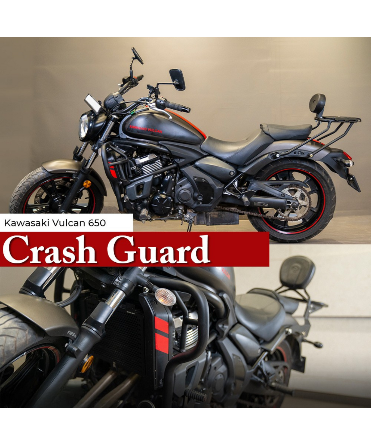 Zana Kawasaki Vulcan 650 Crash Guard - Texture Matt Black - ZI-8309 - Zana