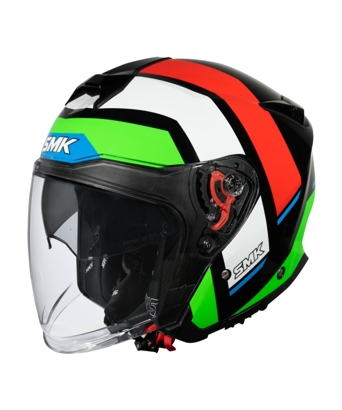 SMK GTJ Rover GRPS GL283 Half Face Helmet - Gloss Green Red White - SMK