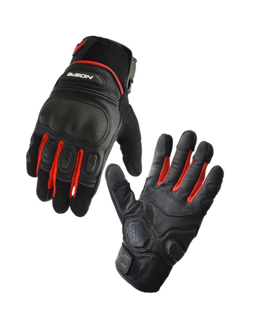 Bison ProGear Air Pro Riding Gloves - Black Red