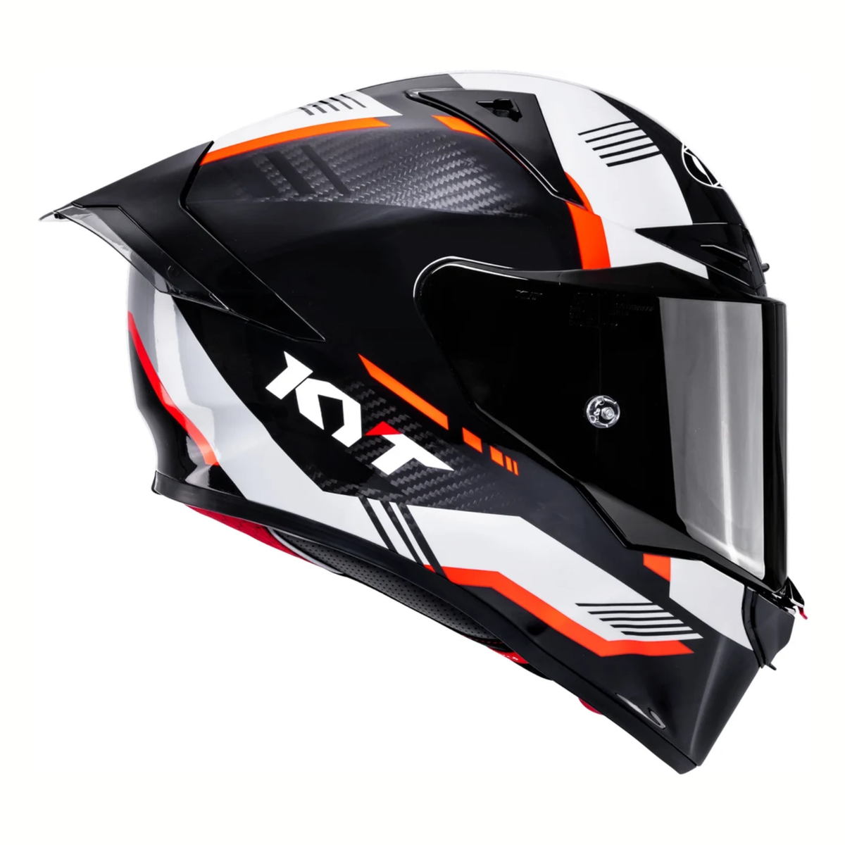 KYT R1R Zone Carbon Fiber Helmet - Gloss Black Orange - KYT Helmets