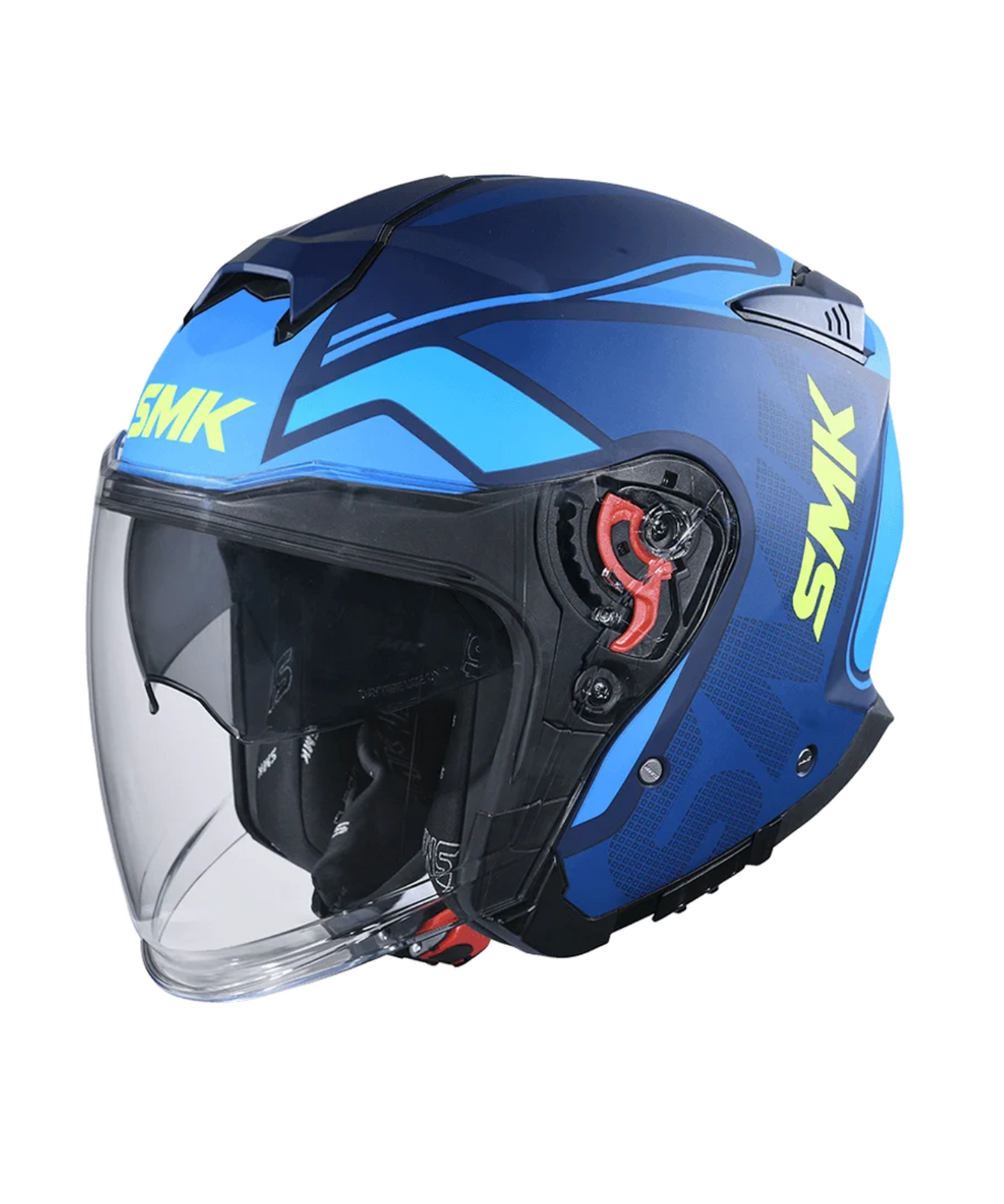 SMK GTJ Tourer GRPS MA545 Half Face Helmet - Matt Blue Hiviz - SMK