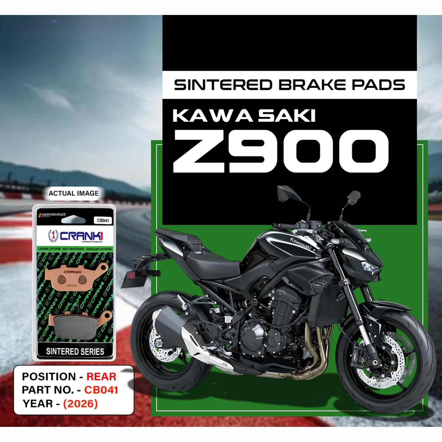 Crank1 Sintered Brake Pads for Kawasaki Z900 (2026)