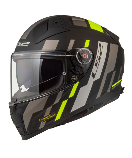 LS2 FF811 Vector II Tron Helmet - Matt Black HiViz Yellow