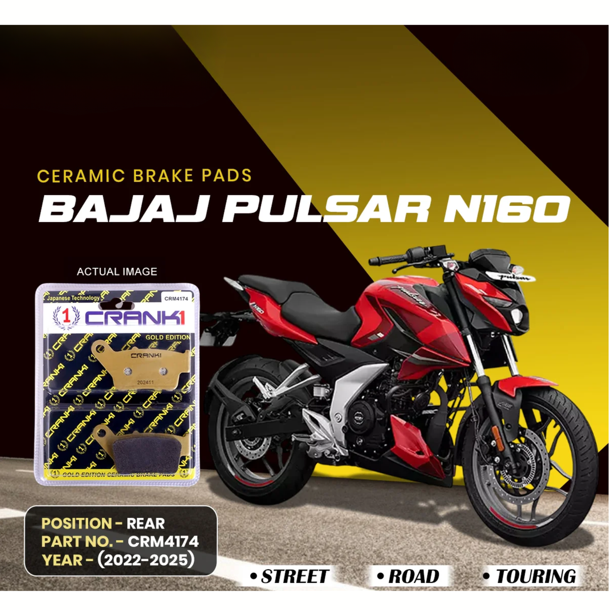 Crank1 Bajaj Pulsar NS 160 (2022-2025) Ceramic Brake Pads