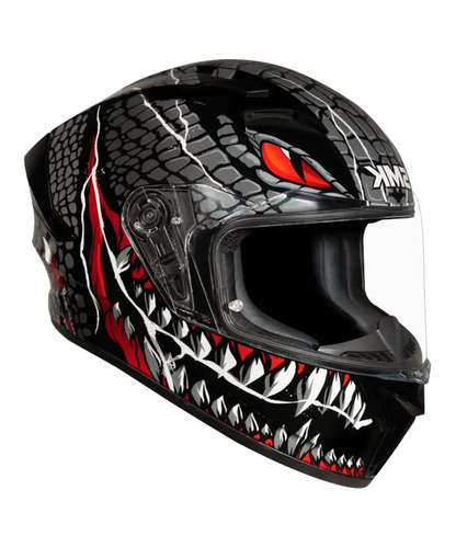 SMK Stellar Sports Taotei GL263 Helmet - Gloss Black Grey Red
