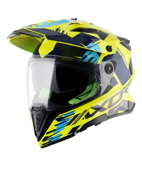 Axor X-cross X1 Dual Visor Helmet - Neon Yellow Blue