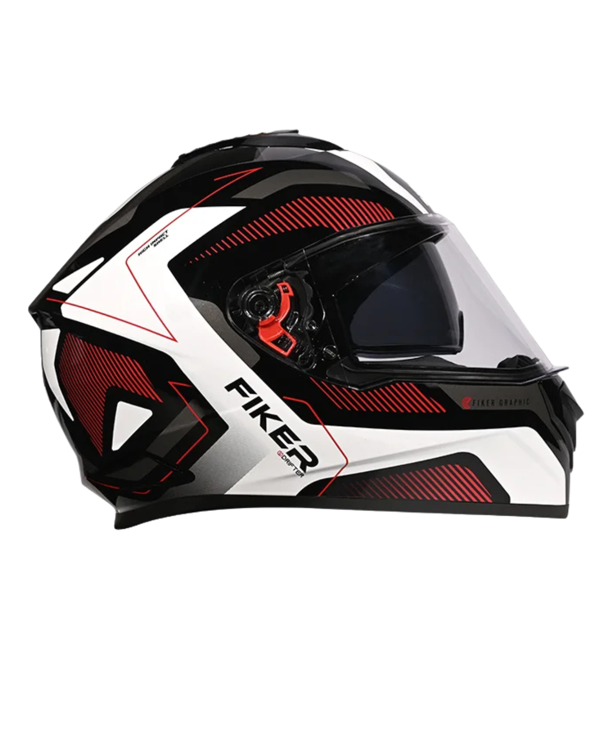 Studds Drifter D5 Fiker Decor Graphics Helmet - Gloss Black Red N2 - Studds