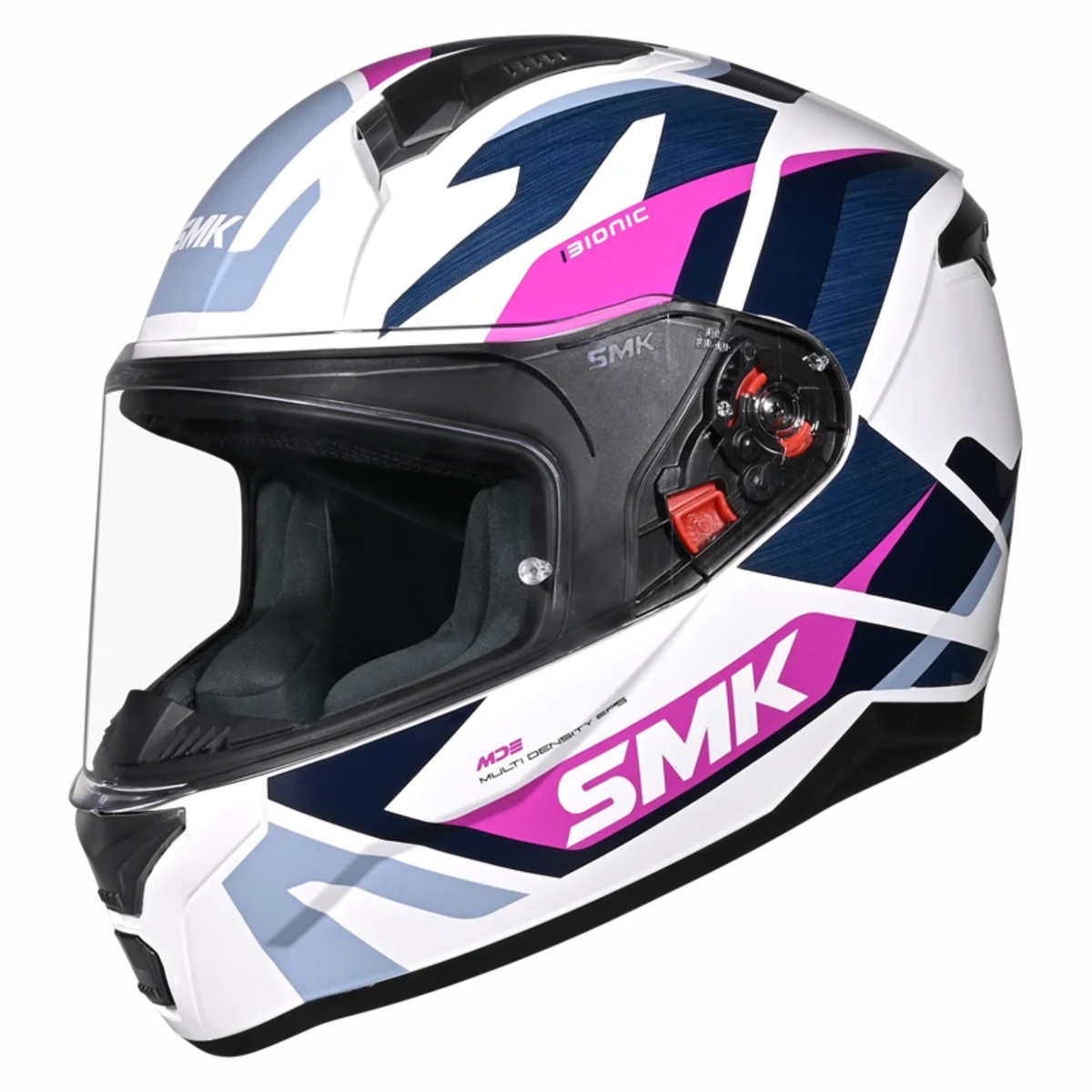 SMK Bionic Adult Kore GL159 Helmet - Gloss White Pink Grey - SMK