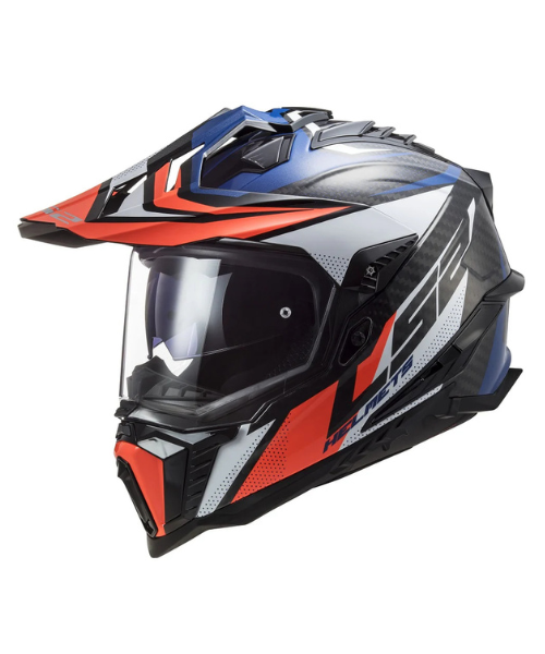 LS2 MX701 C Explorer Focus Carbon Helmet - Gloss Blue White Red