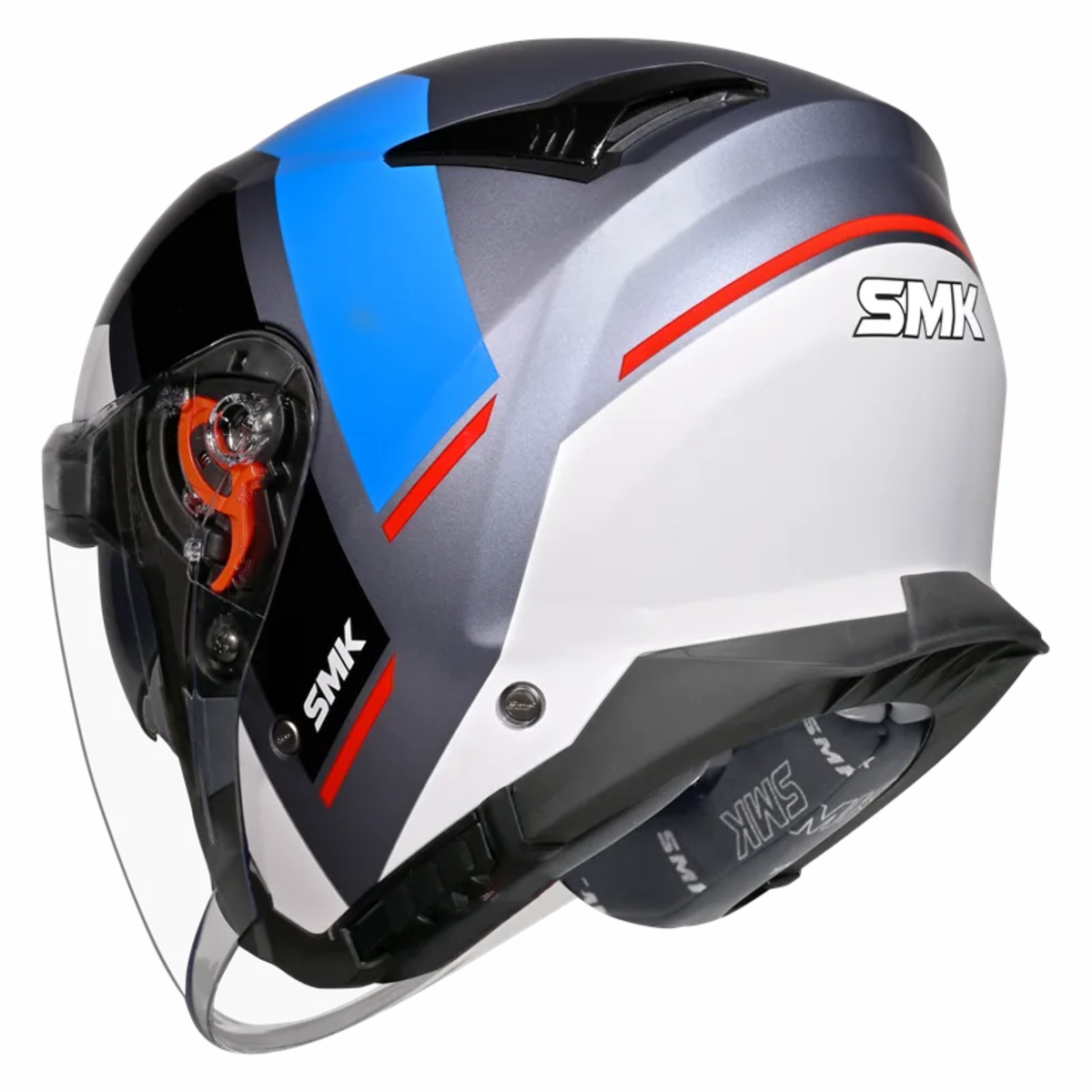 SMK GTJ Rover GRPS GL615 Half Face Helmet - Gloss Grey Blue White - SMK