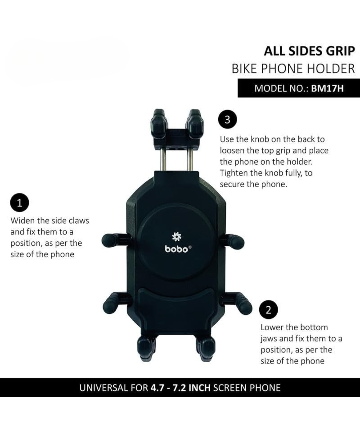 BOBO BM17H PRO Handlebar Mount Anti-Vibration Anti-Theft Waterproof Mobile Phone Holder Mount - Black