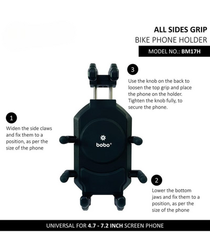 BOBO BM17H PRO Handlebar Mount Anti-Vibration Anti-Theft Waterproof Mobile Phone Holder Mount - Black