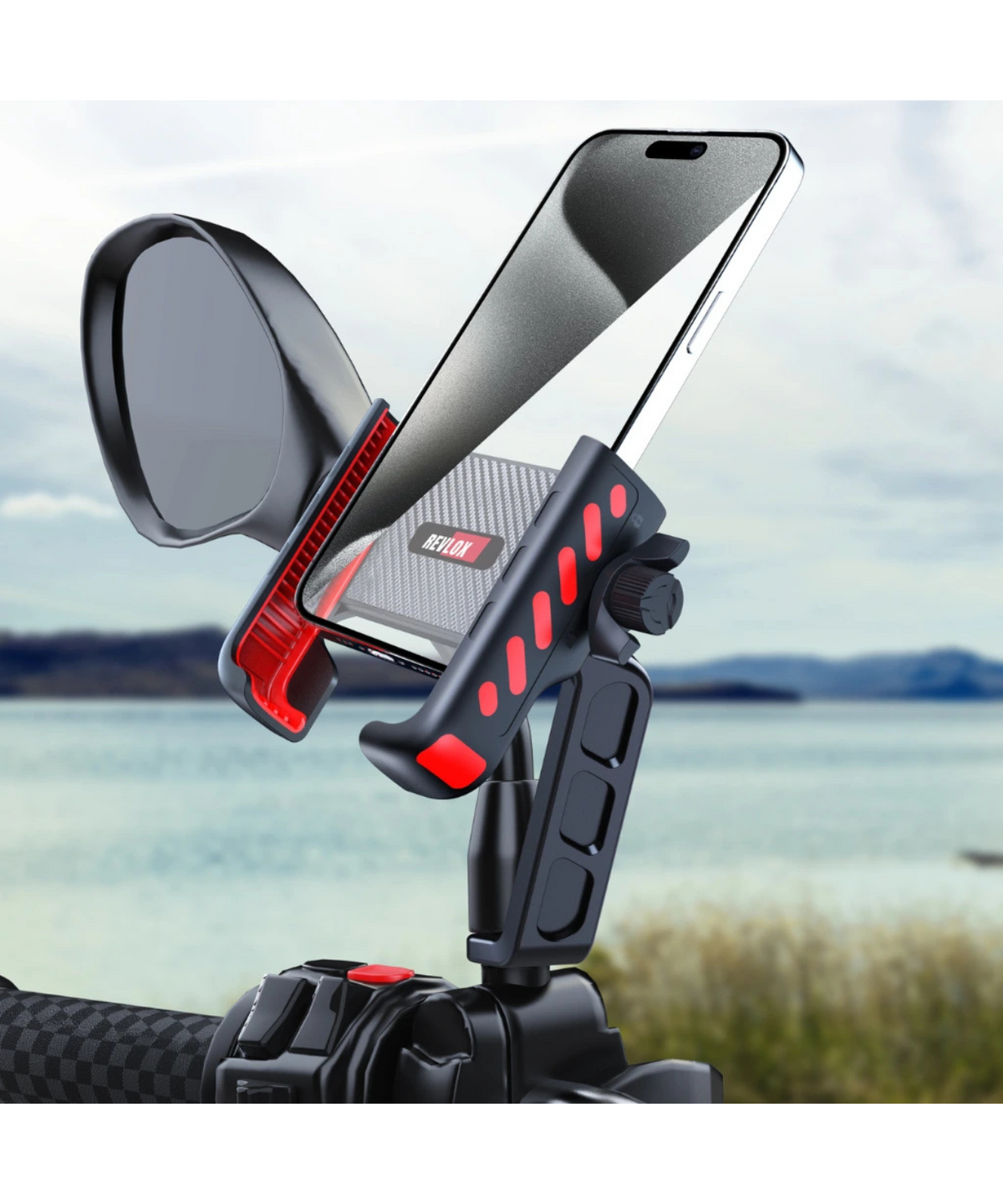 Revlox Clutch RM Handlebar Phone Mount - Black Red - Revlox