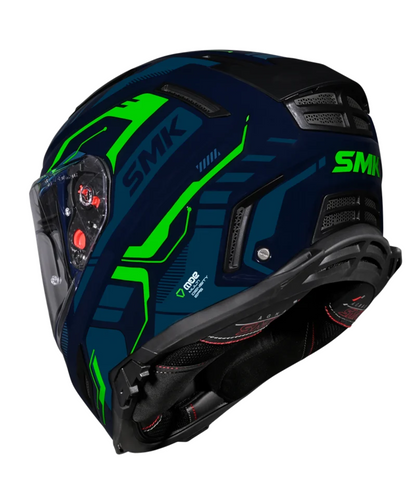 SMK Agnar Tektron GRPS MA558 Full Face Helmet - Matt Blue Green