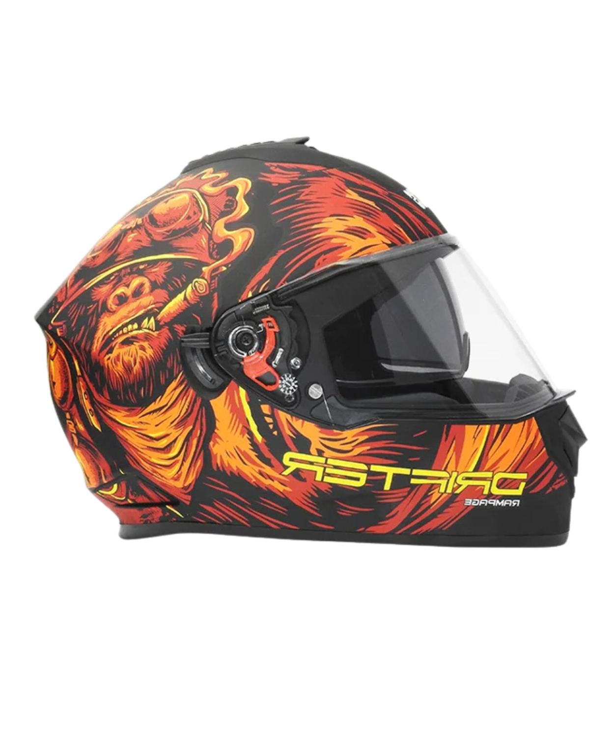 Studds Drifter D3 Rampage Decor Graphics Helmet - Matt Black Red Orange N10