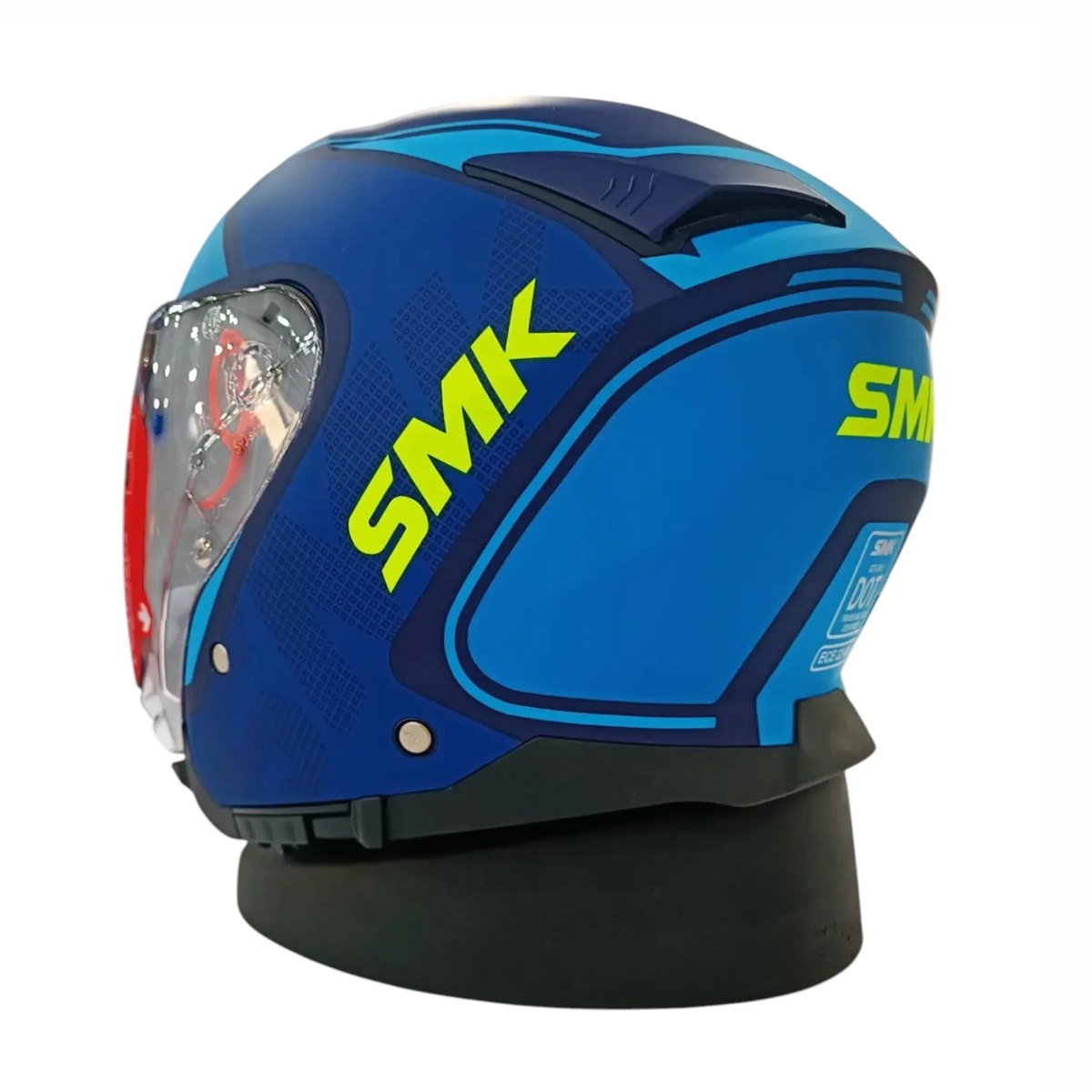 SMK GTJ Tourer GRPS MA545 Half Face Helmet - Matt Blue Hiviz - SMK