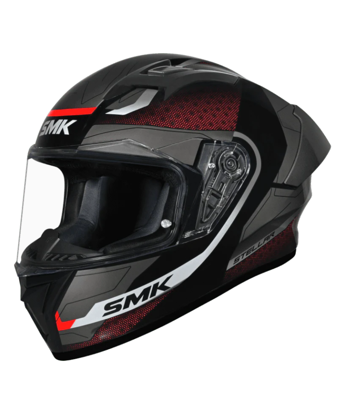 SMK Stellar Sports Flight GRPS MA236 Full Face Helmet - Matt Black Red Grey - SMK